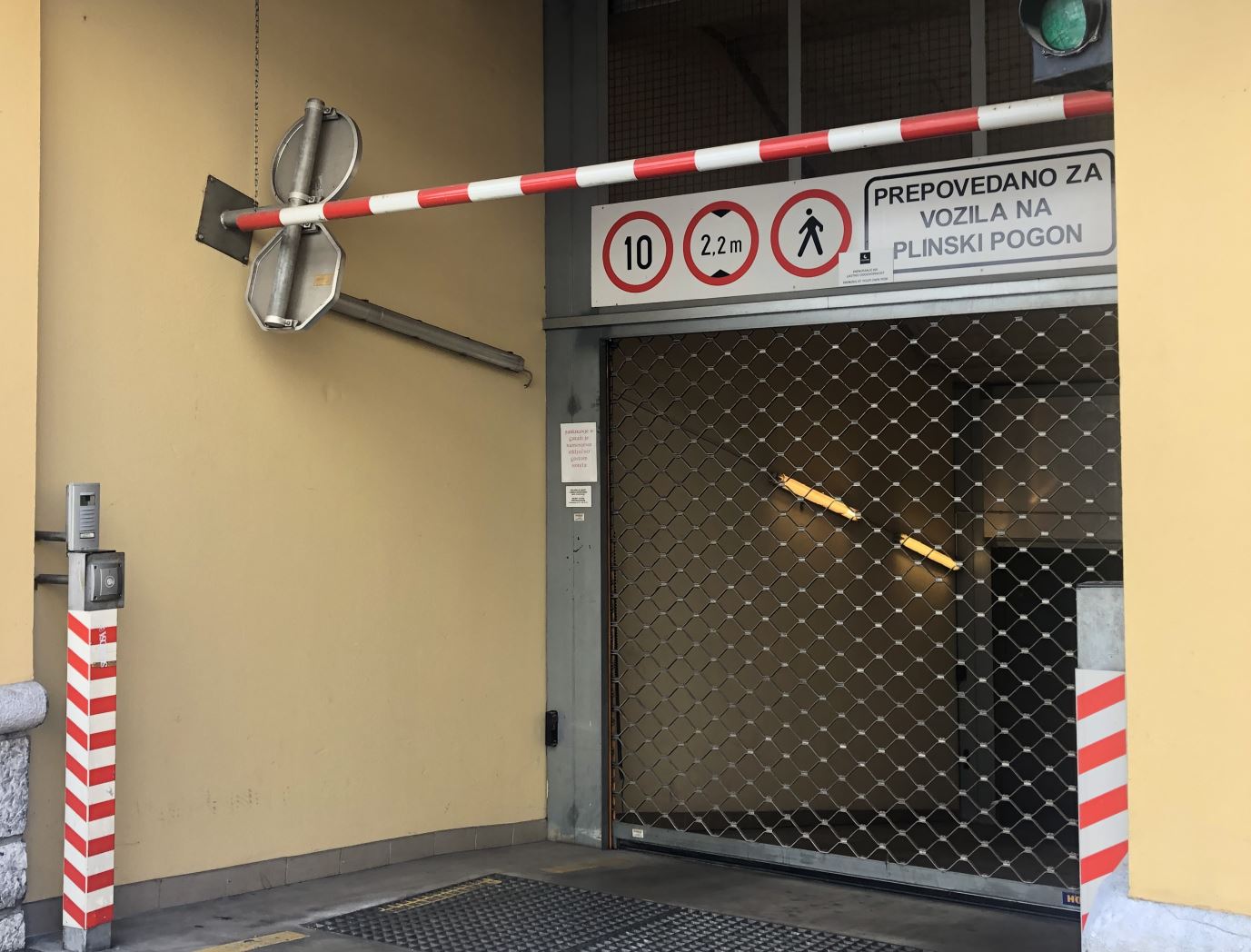 Hotel garage entrance